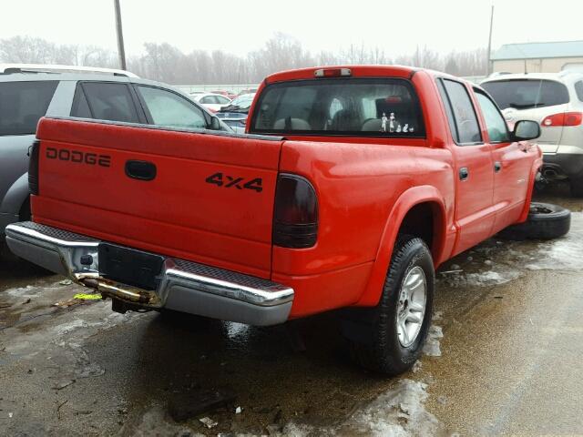 1B7HG48N72S667385 - 2002 DODGE DAKOTA QUA RED photo 4