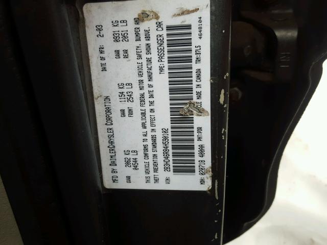 2B3HD46R84H590102 - 2004 DODGE INTREPID S Boz foto 10