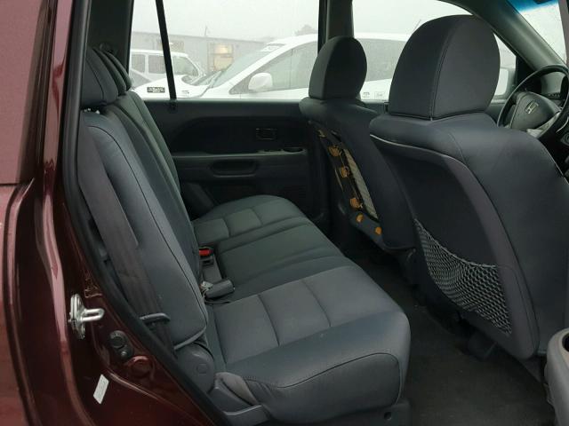 5FNYF28127B045186 - 2007 HONDA PILOT LX BURGUNDY photo 6