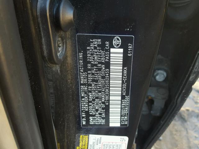 4T1BE30K25U629459 - 2005 TOYOTA CAMRY LE BLACK photo 10