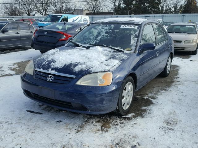 1HGES25771L035881 - 2001 HONDA CIVIC EX BLUE photo 2