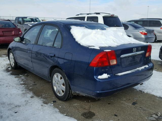 1HGES25771L035881 - 2001 HONDA CIVIC EX BLUE photo 3