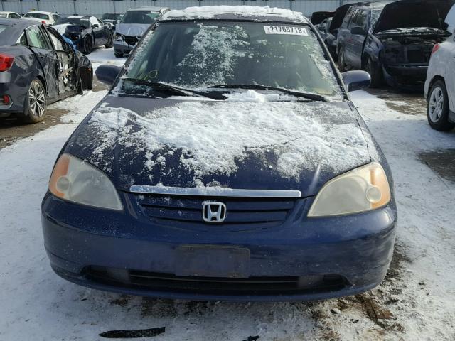 1HGES25771L035881 - 2001 HONDA CIVIC EX BLUE photo 9