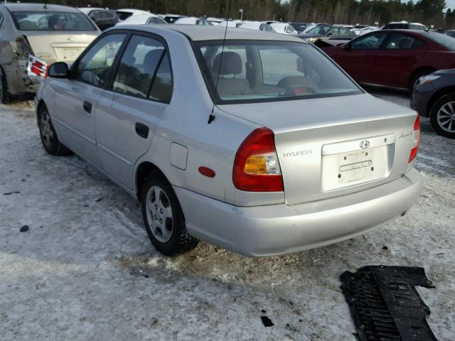 KMHCG45C92U319679 - 2002 HYUNDAI ACCENT GL SILVER photo 3