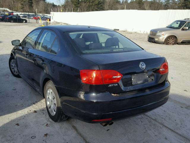 3VW2K7AJ6BM347297 - 2011 VOLKSWAGEN JETTA BASE BLACK photo 3