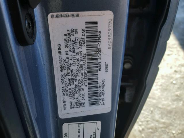 4T1BE32K52U561912 - 2002 TOYOTA CAMRY LE BLUE photo 10