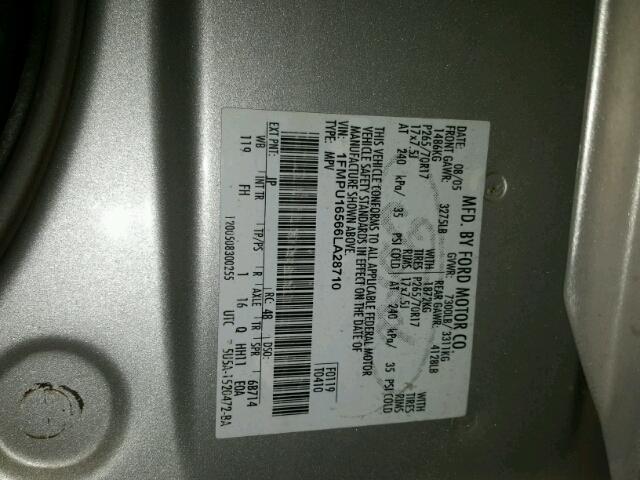 1FMPU16566LA28710 - 2006 FORD EXPEDITION SILVER photo 10