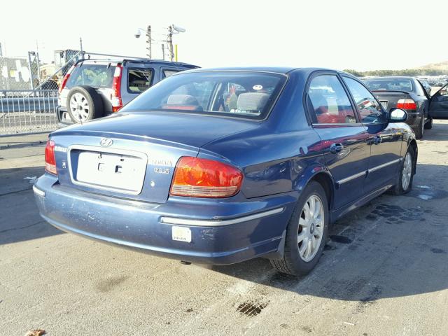 KMHWF35H63A735407 - 2003 HYUNDAI SONATA GLS BLUE photo 4