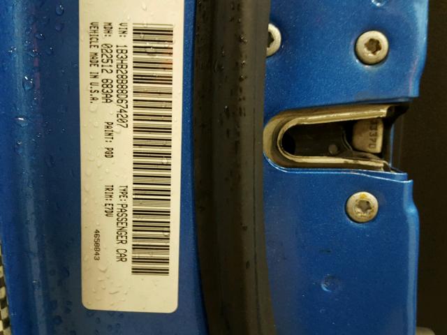 1B3HB28B88D674207 - 2008 DODGE CALIBER BLUE photo 10