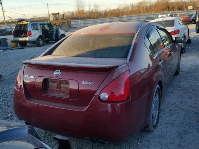 1N4BA41E54C811696 - 2004 NISSAN MAXIMA SE RED photo 4