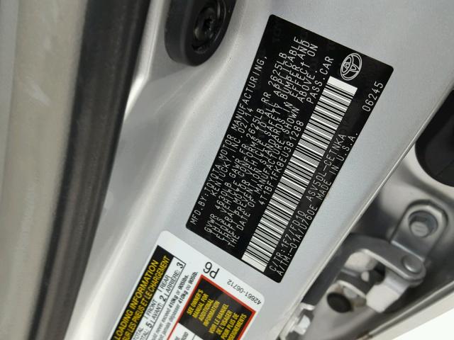 4T1BF1FK8EU381288 - 2014 TOYOTA CAMRY L SILVER photo 10