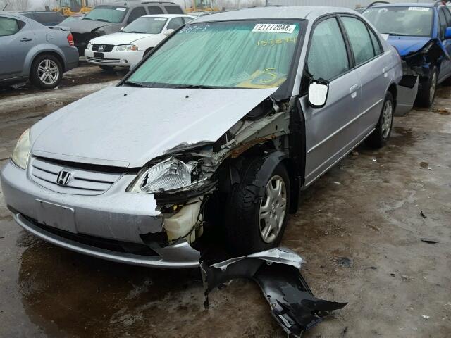 1HGES16502L031700 - 2002 HONDA CIVIC LX SILVER photo 2