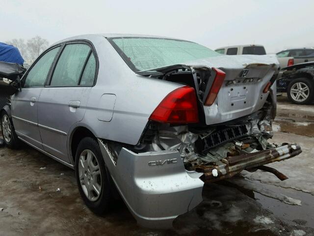 1HGES16502L031700 - 2002 HONDA CIVIC LX SILVER photo 3