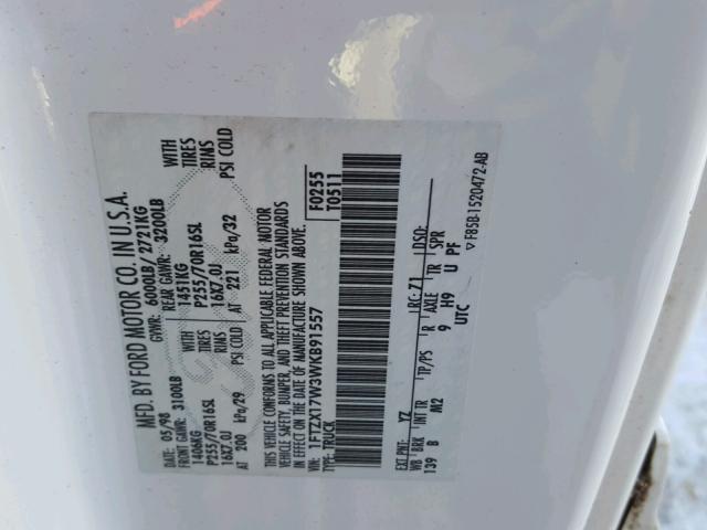 1FTZX17W3WKB91557 - 1998 FORD F150 Ağ foto 10