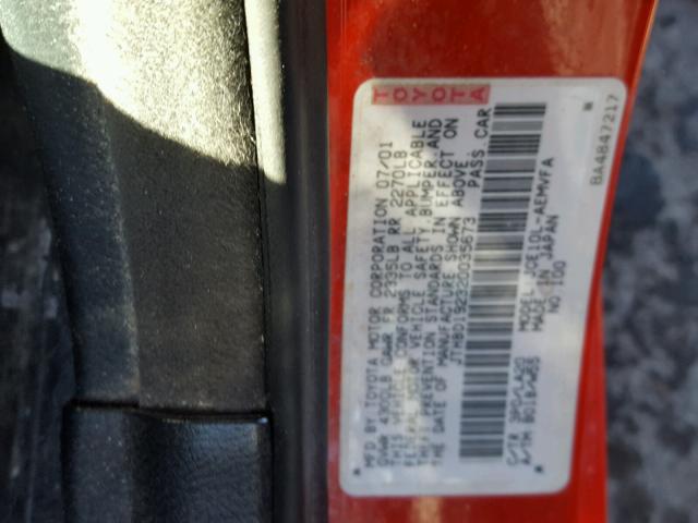 JTHBD192320035673 - 2002 LEXUS IS 300 RED photo 10