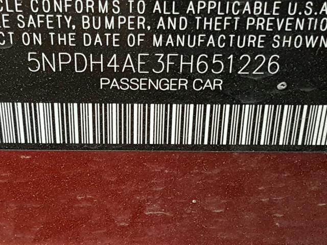 5NPDH4AE3FH651226 - 2015 HYUNDAI ELANTRA SE RED photo 10