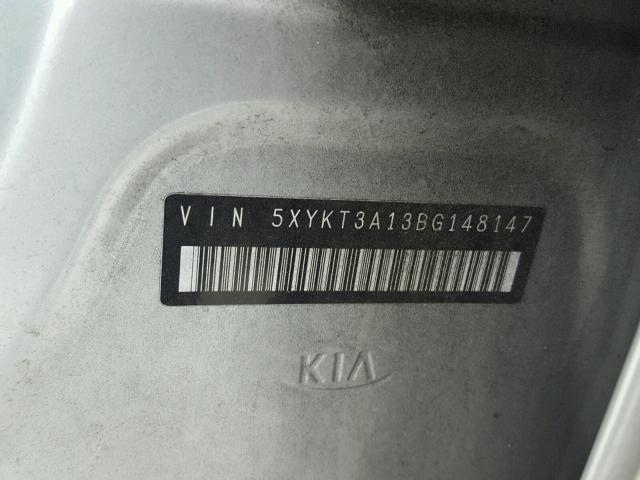 5XYKT3A13BG148147 - 2011 KIA SORENTO BA SILVER photo 10