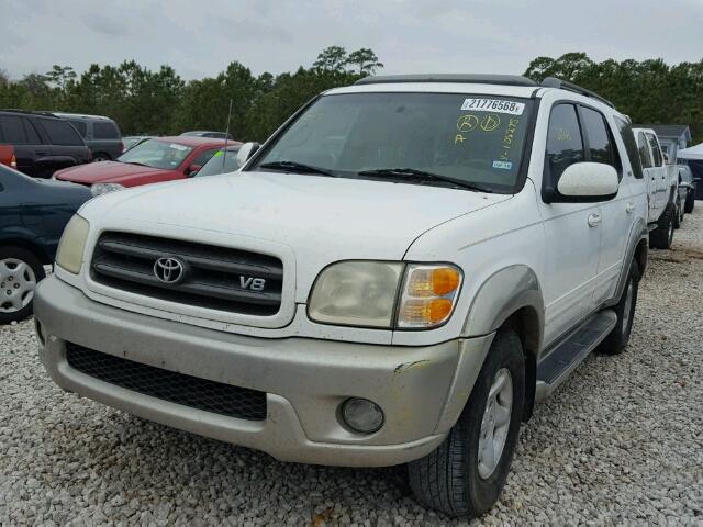 5TDZT34A52S105295 - 2002 TOYOTA SEQUOIA SR WHITE photo 2