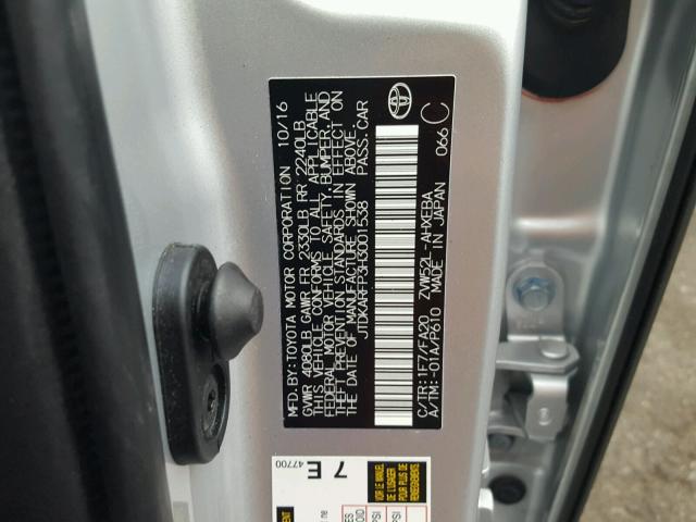 JTDKARFP3H3001538 - 2017 TOYOTA PRIUS PRIM SILVER photo 10