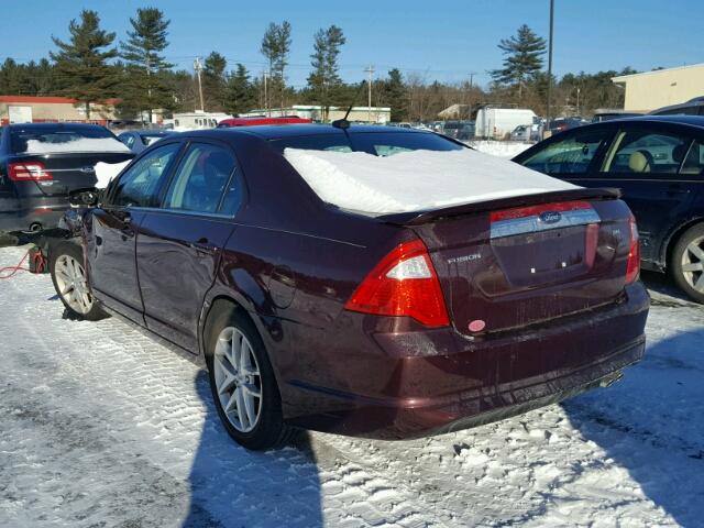 3FAHP0JA4CR424510 - 2012 FORD FUSION SEL PURPLE photo 3