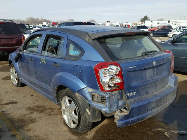 1B3HB48B17D380853 - 2007 DODGE CALIBER SX BLUE photo 3