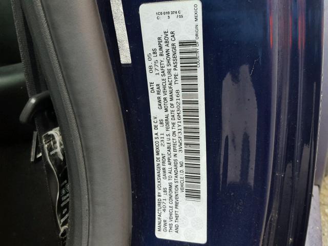 3VWSF31Y16M302168 - 2006 VOLKSWAGEN NEW BEETLE 蓝色 照片 10