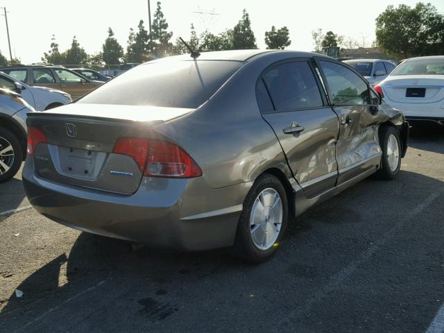 JHMFA36217S009580 - 2007 HONDA CIVIC HYBR BROWN photo 4