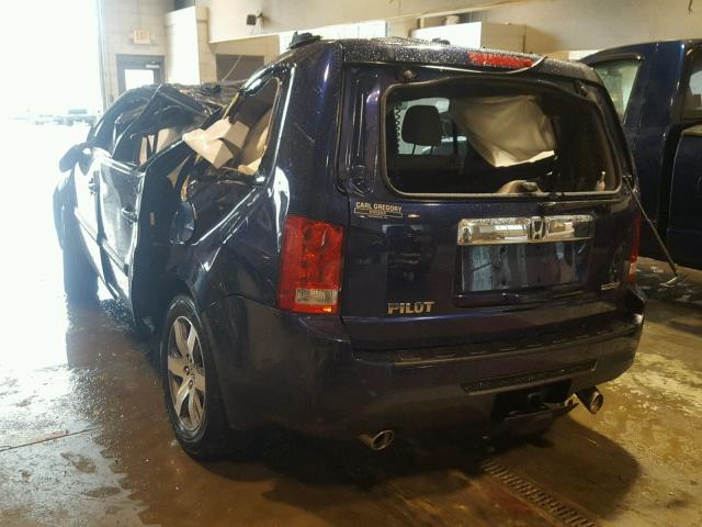 5FNYF3H92DB035863 - 2013 HONDA PILOT TOUR BLUE photo 3