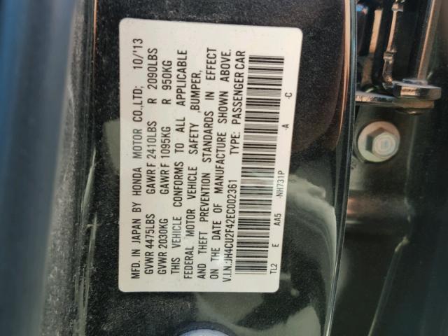 JH4CU2F42EC002361 - 2014 ACURA TSX BLACK photo 10