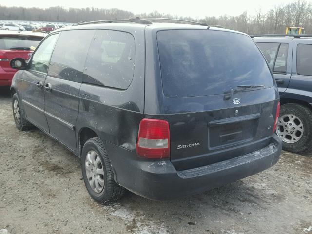 KNDUP131546611166 - 2004 KIA SEDONA EX BLACK photo 3