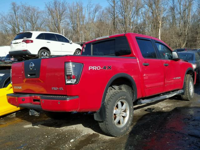 1N6AA0EC0BN324783 - 2011 NISSAN TITAN S RED photo 4