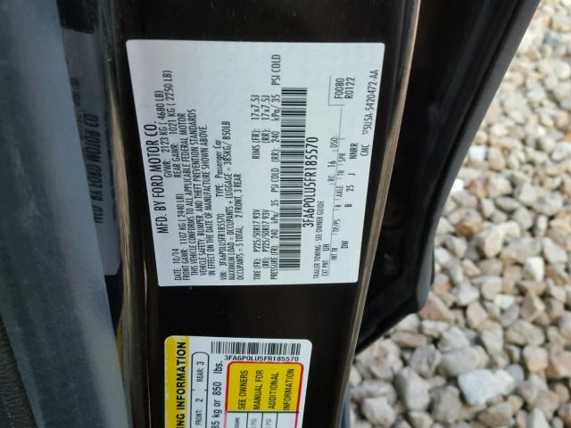 3FA6P0LU5FR185570 - 2015 FORD FUSION SE BLACK photo 10