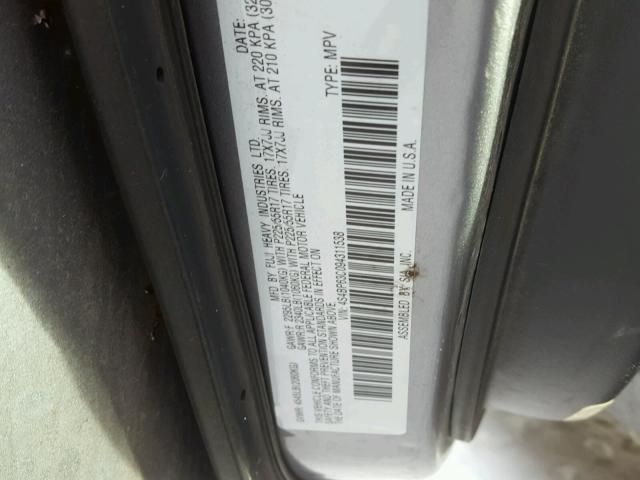 4S4BP63C094311538 - 2009 SUBARU OUTBACK 2. GRAY photo 10