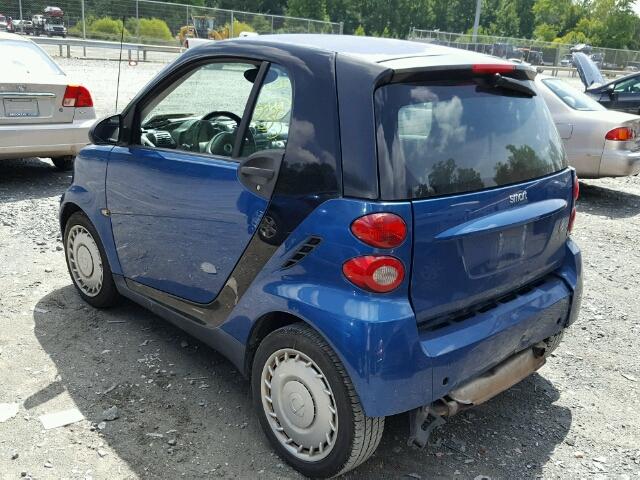 WMEEJ31X79K314036 - 2009 SMART FORTWO PUR BLUE photo 3