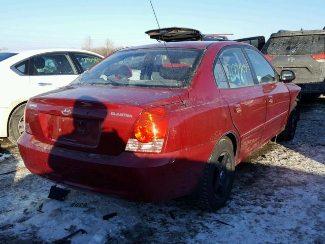 KMHDN46D34U732198 - 2004 HYUNDAI ELANTRA GL RED photo 4