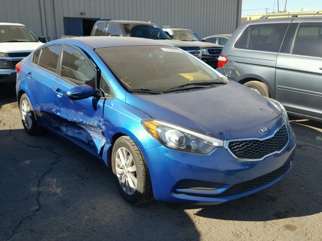 KNAFX4A6XE5097411 - 2014 KIA FORTE LX BLUE photo 1