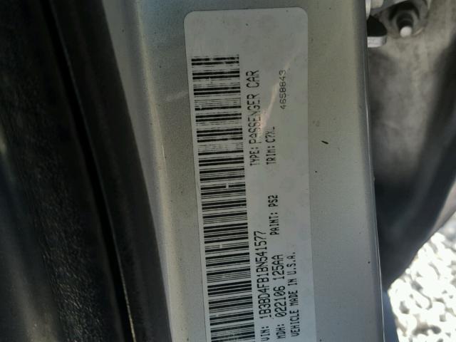 1B3BD4FB1BN541577 - 2011 DODGE AVENGER EX SILVER photo 10