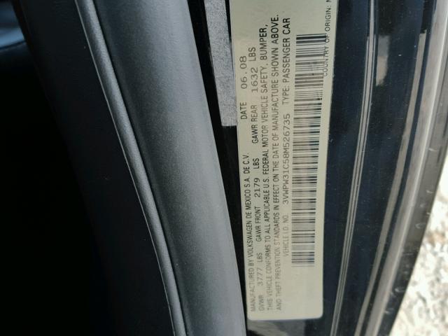 3VWPW31C58M526735 - 2008 VOLKSWAGEN NEW BEETLE 黑色 照片 10