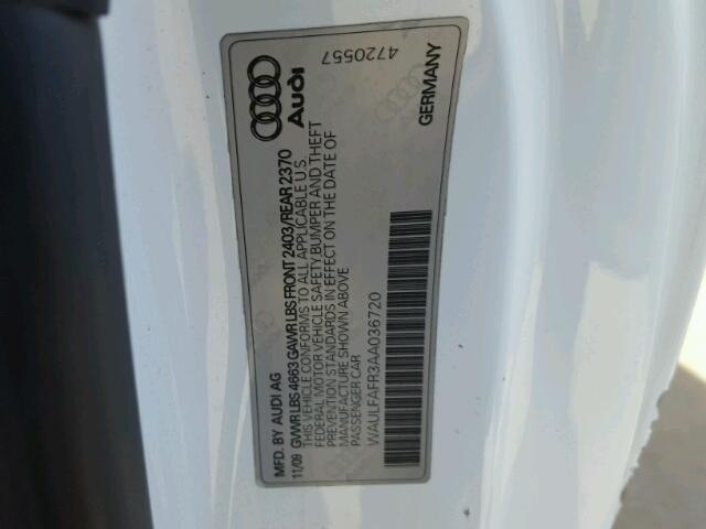 WAULFAFR3AA036720 - 2010 AUDI A5 PREMIUM WHITE photo 10