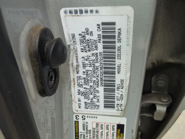 1NXBR32E38Z972135 - 2008 TOYOTA COROLLA CE SILVER photo 10