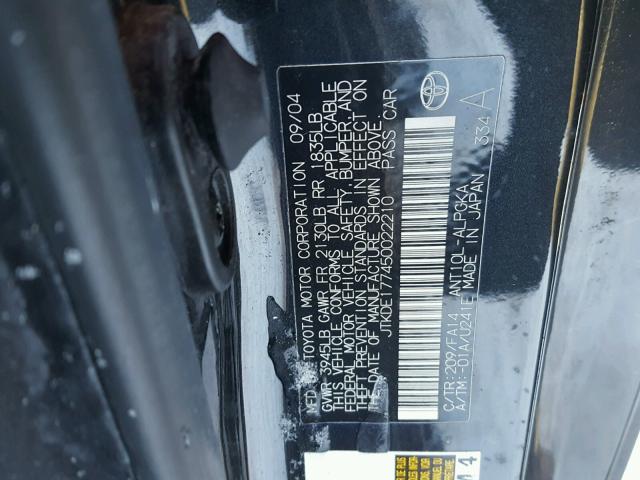 JTKDE177450022210 - 2005 SCION TC BLACK photo 10