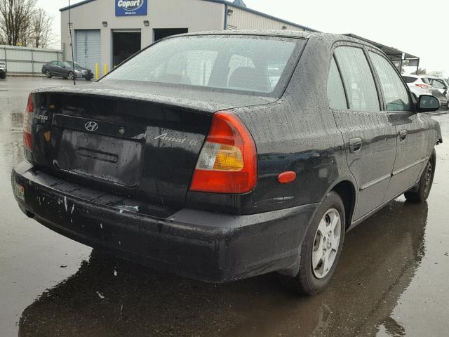 KMHCG45C91U244688 - 2001 HYUNDAI ACCENT GL BLACK photo 4