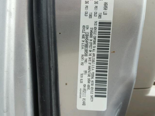 1D8HN54P98B180508 - 2008 DODGE GRAND CARA SILVER photo 10