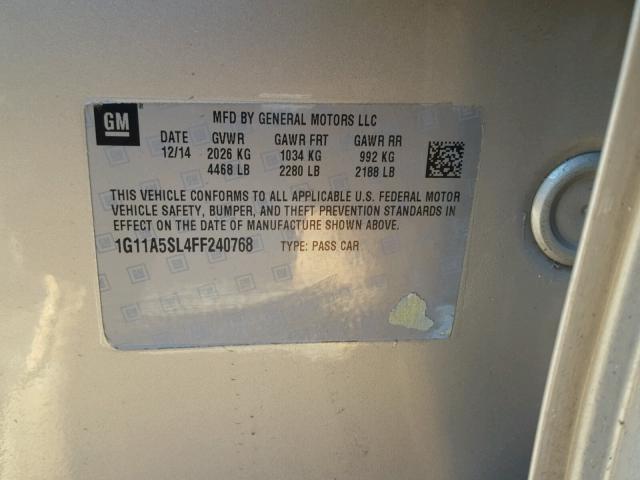 1G11A5SL4FF240768 - 2015 CHEVROLET MALIBU LS SILVER photo 10