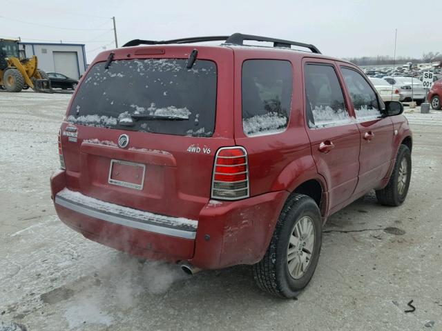 4M2CU57166KJ15383 - 2006 MERCURY MARINER RED photo 4