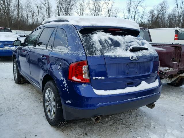 2FMDK3JC3DBB24835 - 2013 FORD EDGE SEL BLUE photo 3