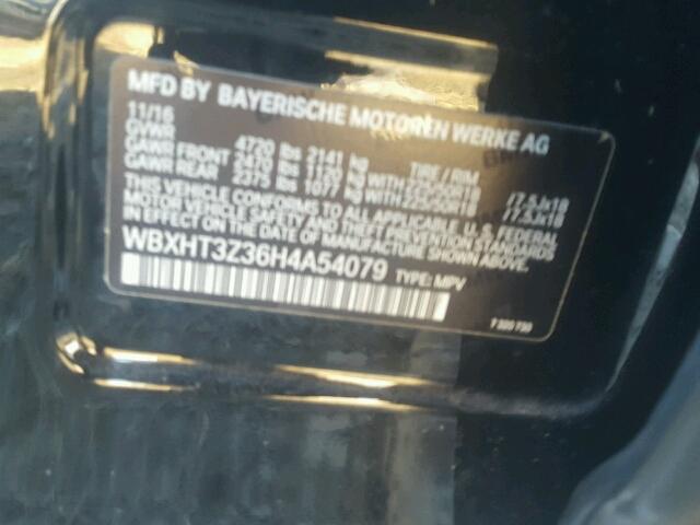 WBXHT3Z36H4A54079 - 2017 BMW X1 XDRIVE2 Schwarz Foto 10