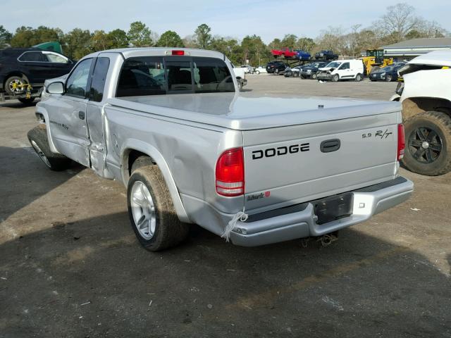 1B7GL22Z91S259699 - 2001 DODGE DAKOTA SILVER photo 3