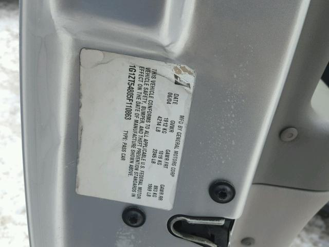 1G1ZT62865F192879 - 2005 CHEVROLET MALIBU MAX 银色 照片 10