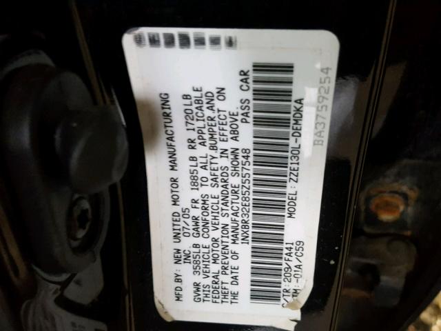 1NXBR32E85Z557548 - 2005 TOYOTA COROLLA CE BLACK photo 10